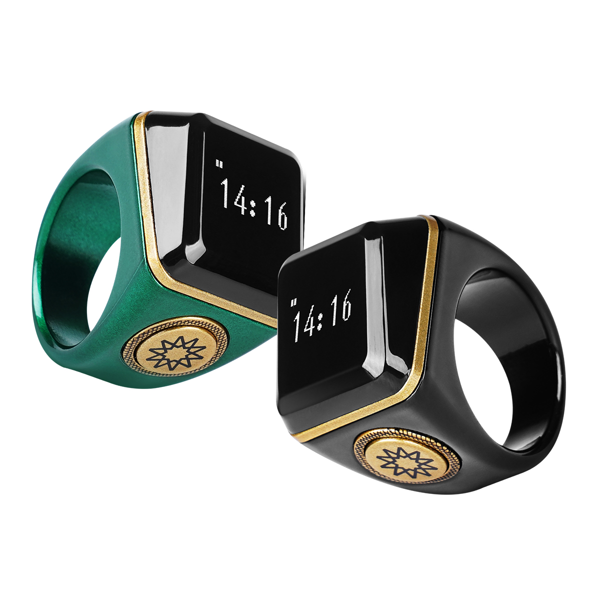 SUKUN Noor BST02 Smart Zikr Ring — Black ও Green